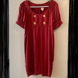 Lauren Moffatt Silk Red Dress w/Brass in Size 2
